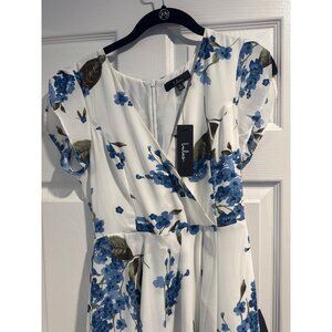 lulus French Countryside White Floral Print High-Low Dress Small